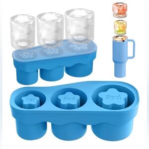Ice Cube Tray Stanley Tumbler Cup 20-40 Oz Silicone Ice Mold w/ Lid for Freezer